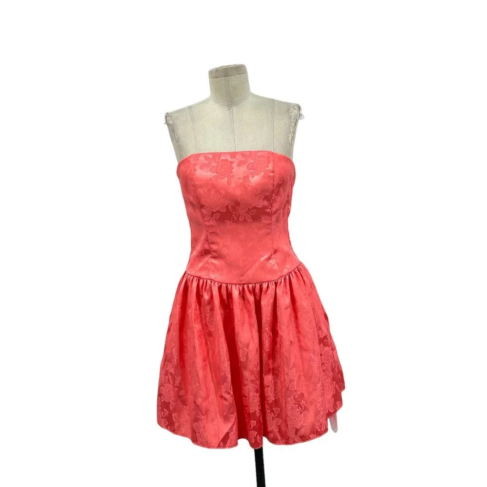 Jessica McClintock for‎ Gunne Sax Vintage Coral Strapless Dress Size 3
